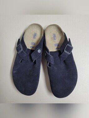 Birkenstcock NWOT Boston Soft Footbed Navy Blue Suede Clogs Size 39.